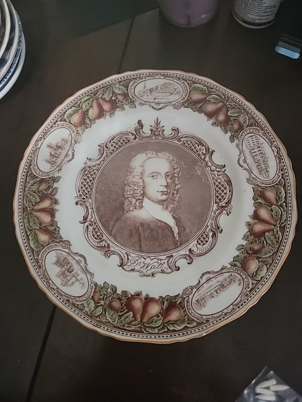 Dr. John Wall Self Portrait On Royal Worcester England Plate